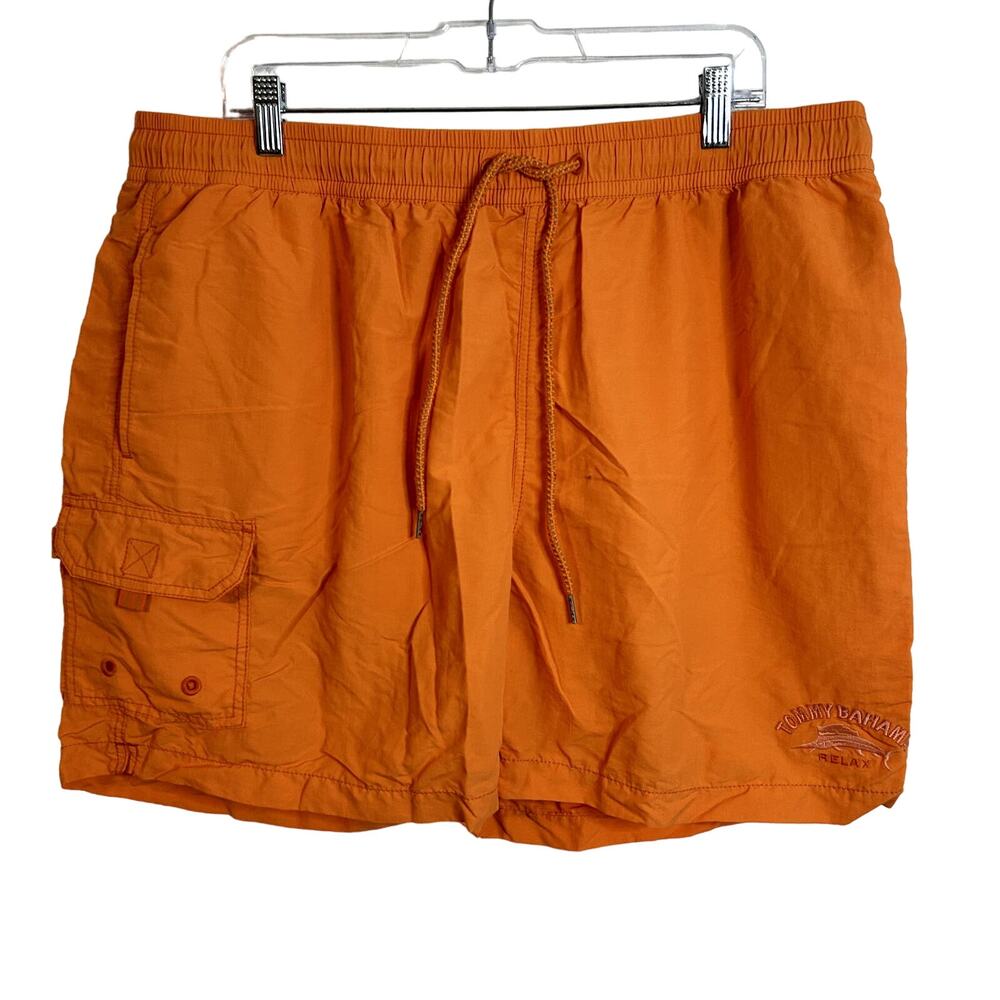 Tommy Bahama Swim Trunks Mens Size XL Orange Relax Embroidered Preppy